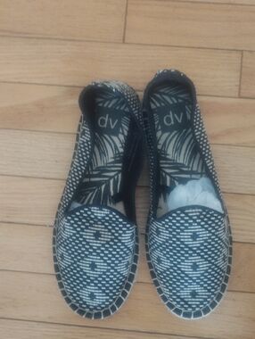 DV by Dolce Vita Black and White Woven Slip-On Loafers